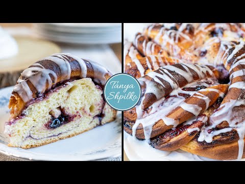 Воздушный Плетëный Пирог со смородиновым джемом и лимонной глазурью | Black Currant Twist Bread