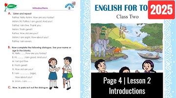 Class 2 English Page 4 Unit 1 Lesson 2 Introductions 2025 | দ্বিতীয় শ্রেণির ইংরেজি পৃষ্ঠা ৪