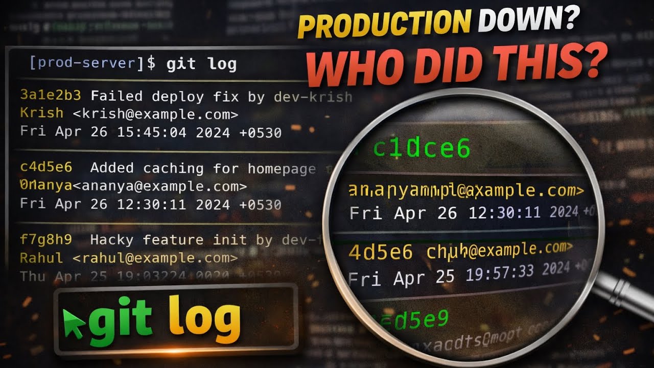 git log (Who broke production?) #git #github - YouTube