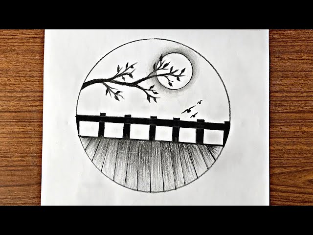 Pencil drawing in circle step by step || Easy scenery drawing || Circle  drawing easy | drawing, pencil | Pencil drawing in circle step by step ||  Easy scenery drawing || Circle