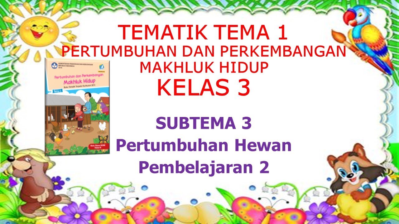 Kelas 3 Tematik Tema 1 Pertumbuhan Dan Perkembangan Makhluk Hidup Subtema 3 Pembelajaran 2 Youtube