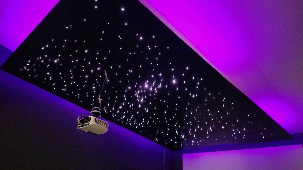 Home Theater Build With Fiber Optic Star Ceiling Youtube