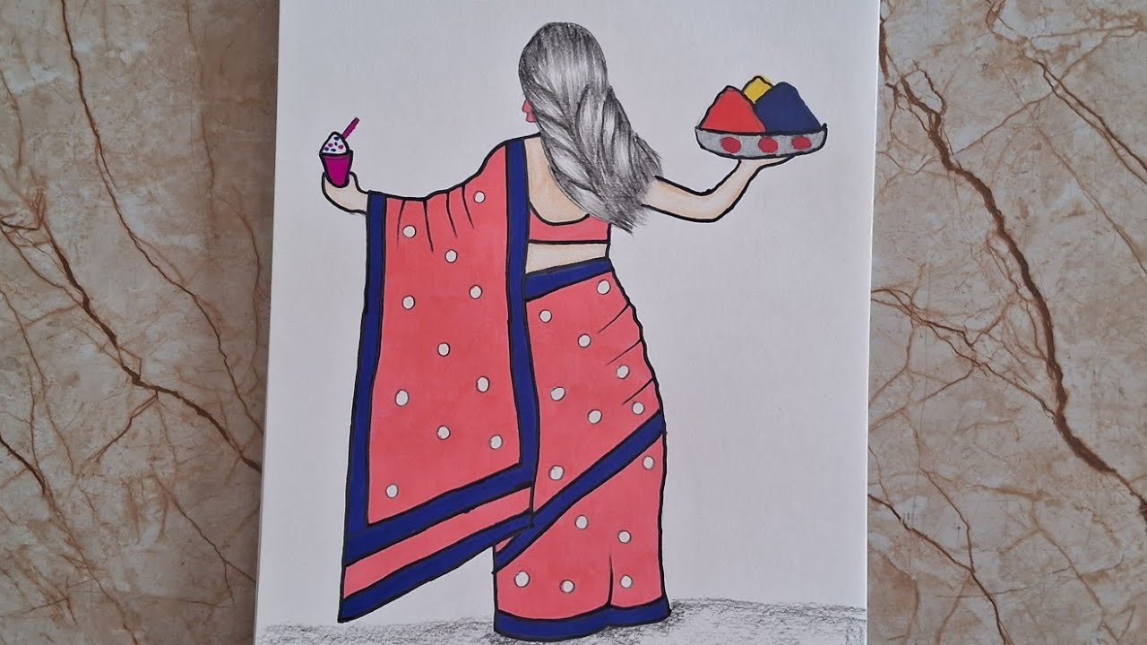 Holi festival drawing easy girl drawing #Holi#festival#drawing#easy#girl#drawingtutorial 
