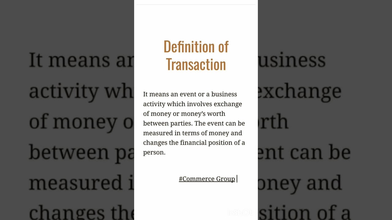 Definition of Transaction | Commerce 