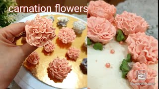 How to pipe carnation flower using swiss meringue buttercream| easy to follow| Bake N Roll