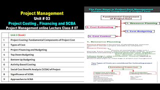 #Project Management Unit : 3 Project Cost , Financing and SCBA Project cost management process AKTU