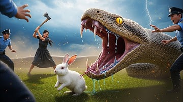 Unbelievable Rescue: Brave Team Saves Rabbit from Massive Snake Attack! 