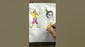 krishna aur mama kans ki drawing colouring from little singham | #shorts