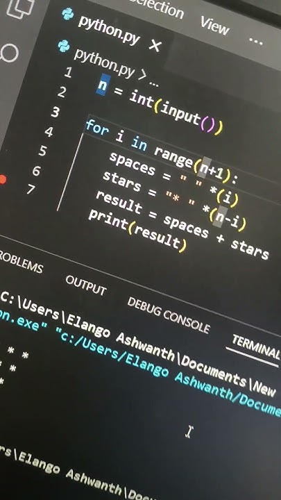 PYTHON PROGRAMMING| INVERTED TRIANGLE STAR PATTERN ️. #python # ...