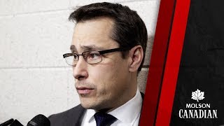 Sens head coach Guy Boucher speaks to media after tonight's 4-2 win...
