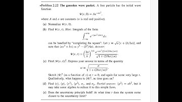 Introduction to Quantum Mechanics (2E) - Griffiths. Prob 2.22: The Gauss wave packet