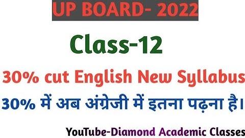 30% Reduced English Syllabus Class-12 UP Board 2021-22,30% कम हुआ अंग्रेजी का सिलेबस 2021-22