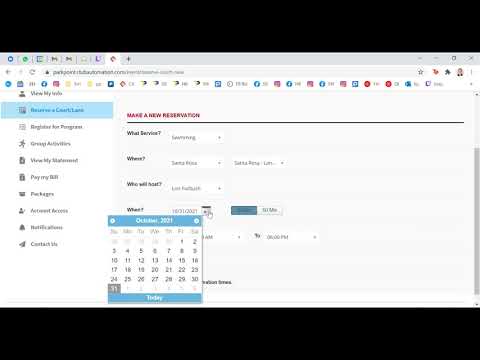 Parkpoint Online Portal Reserving a Court or Lap Lane