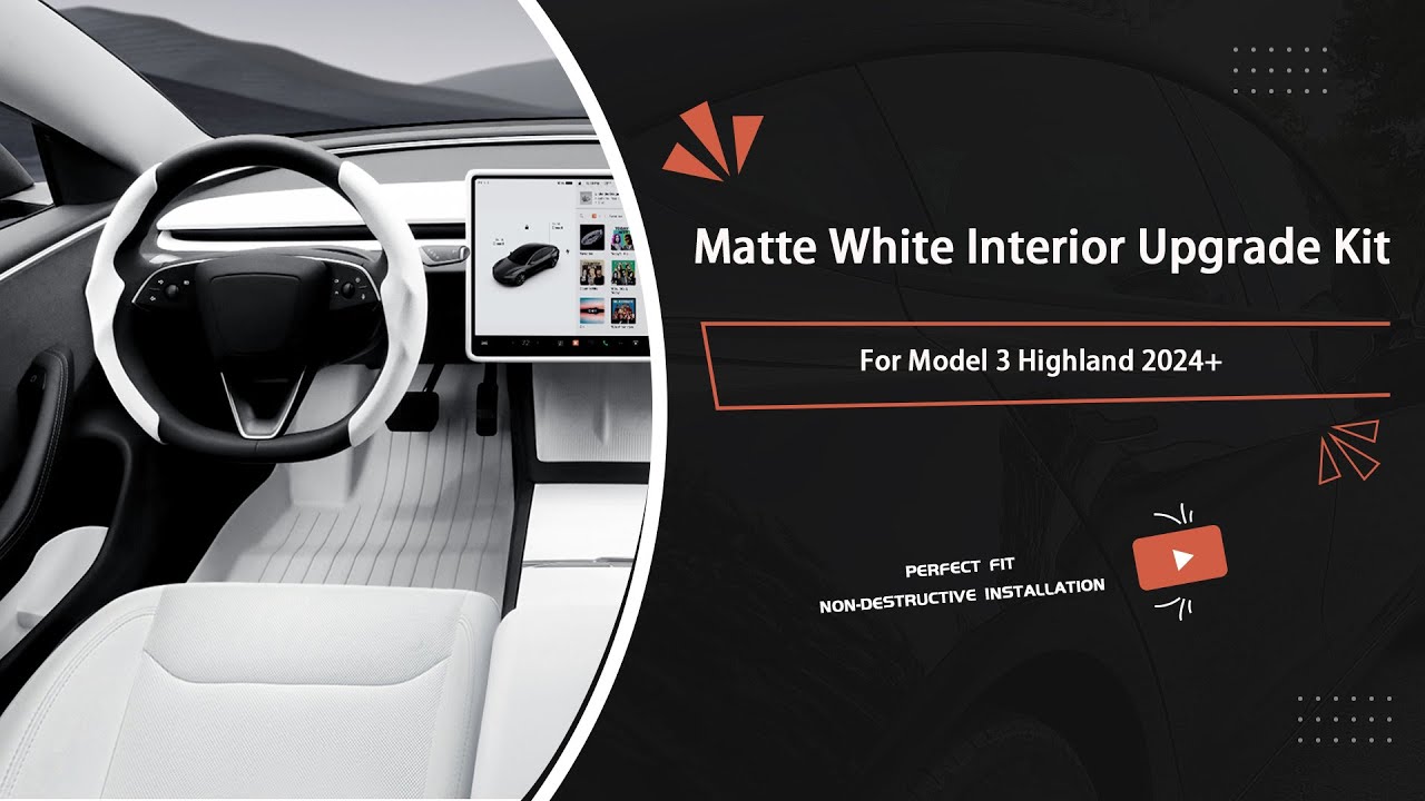White Interior Upgrade Kit for Tesla Model 3 Highland 2024+ - YouTube