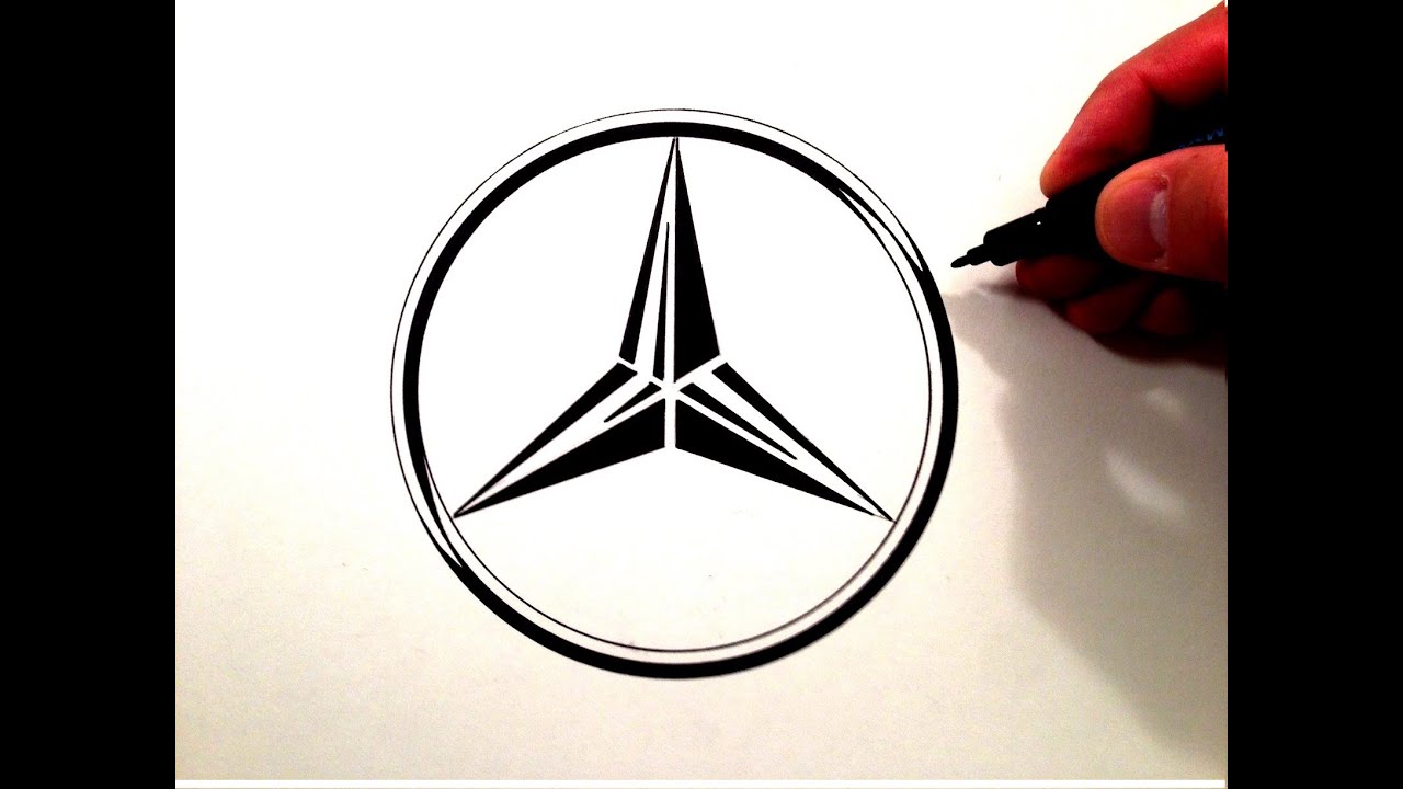 How to Draw the Mercedes Benz Symbol - YouTube