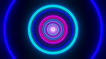 Looped Abstract Background of Flight Inside Iridescent Neon Circles Tunnel  Background Looped Video