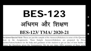 BES 123 Ignou Solved Assignment