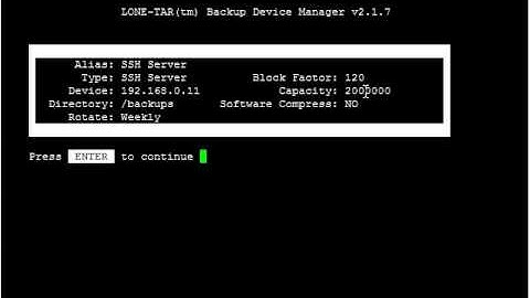 SCO 5 "Setting up an SSH Server Backup with LONE-TAR"
