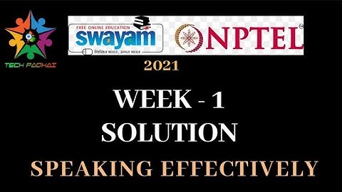 Speaking Effectively  || NPTEL Assignment Solution Week-1