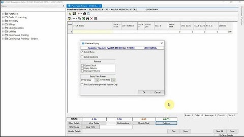 Create Purchase Returns for Normal, Expiry and Damage Stock