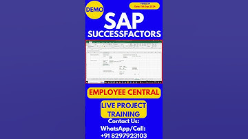 SAP SuccessFactors Employee Central Training Video 54: 11 Sep 2024 #sapsuccessfactorstraining