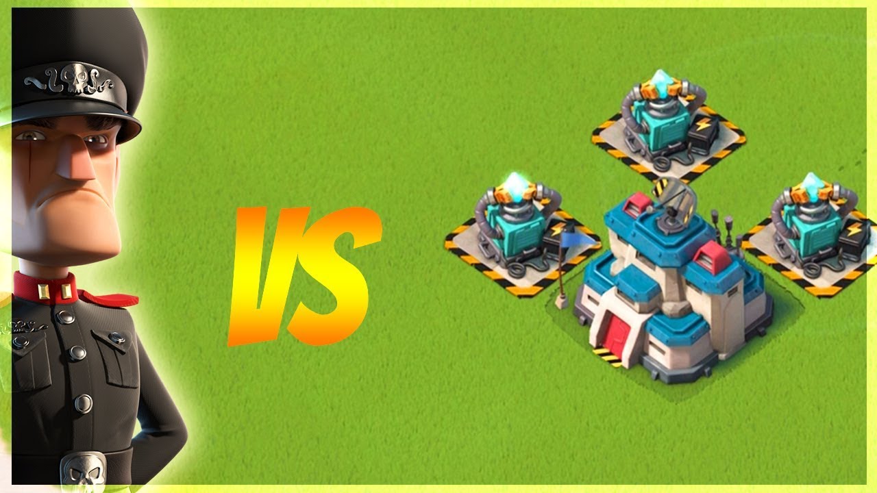 Boom Beach 3 MAX Damage Amplifiers vs Defending Hammerman