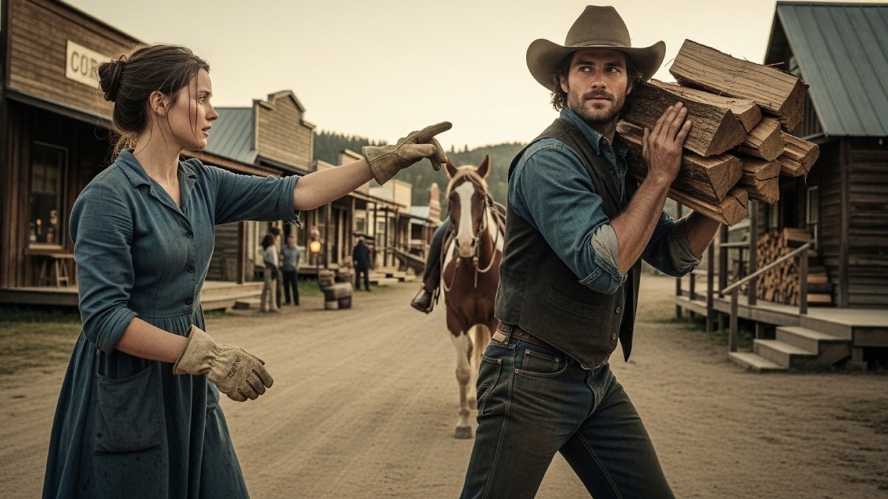 A Cowboy Saw Her Carrying Too Much Firewood, He Took The Load And Said 