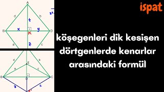 İspatköşegenleri Dik Kesişen Dörtgenlerde Kenarlar Arasındaki Formül Üçgen Versiyonu