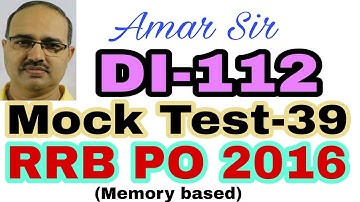 RRB PO-2016: Data Interpretation Questions-112 (memory based) Mock Test-39 Unique Solution #Amar Sir