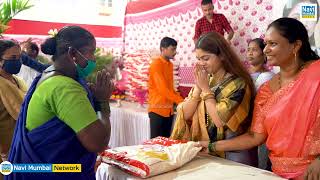 Ganesh Naiks Free Grains Relief Campaign Held At Airoli Ward 22 By Rajesh Madhavi & Reshma Madhavi