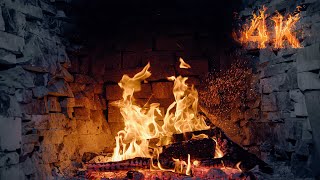 3 Hours of Relaxing Fireplace Burning Logs 4K Crackling Fireplace 4K for Stress Relief & Relaxation