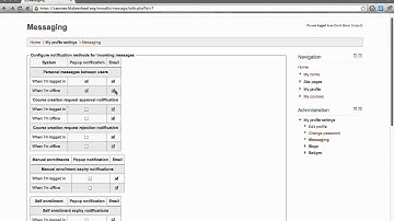 Moodle 2. Part II - Configure the Message Settings to Receive Email