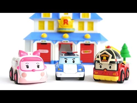 Robocar Poli Arabalar - Kurtarma Merkezinde Ambulans Amber Ve İtfaiyeci Roy Ile Beraber