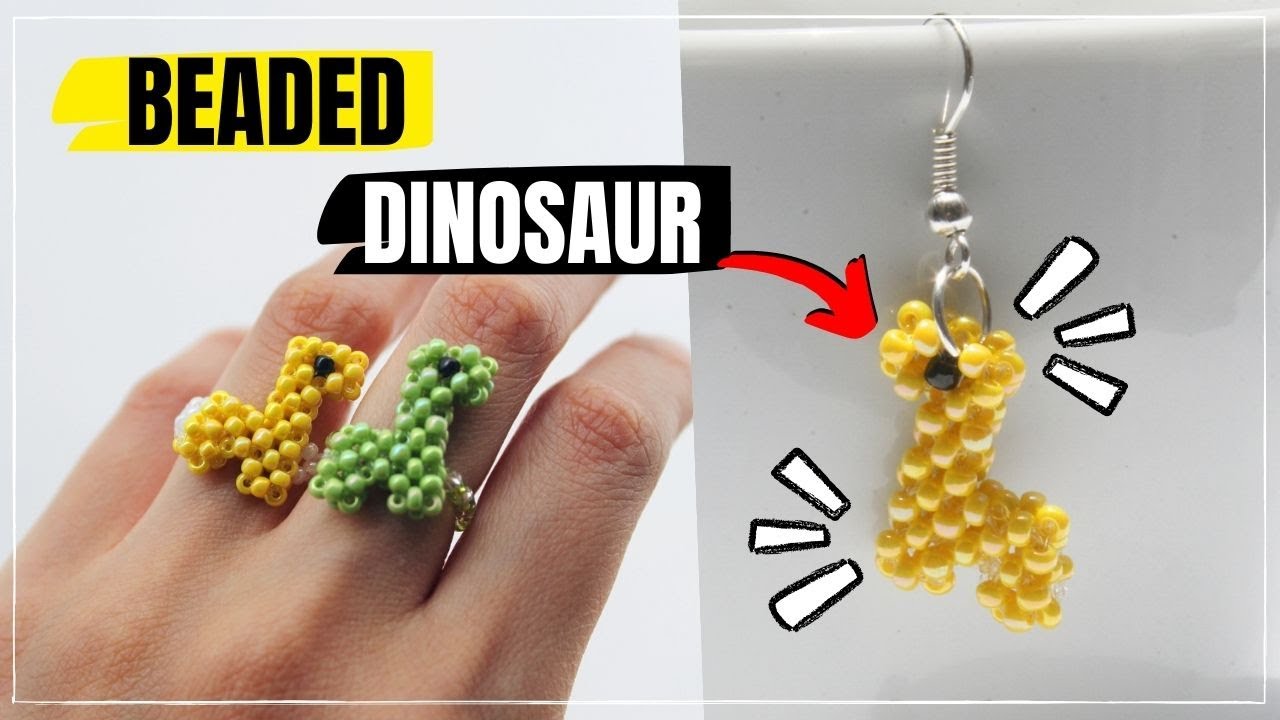 DIY 🌿Dinosaurio🦖🦕con Mostacillas | Anillos Aesthetic ✨