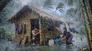 Heavy rain and storms in beautiful green Village🌧️for sleeping and relaxing 