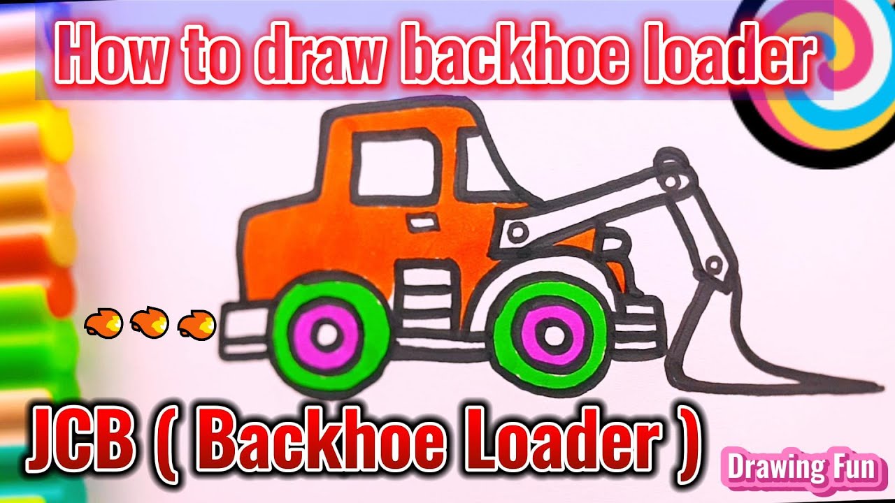 how to draw an backhoe loader How to draw JCB Drawing & coloring