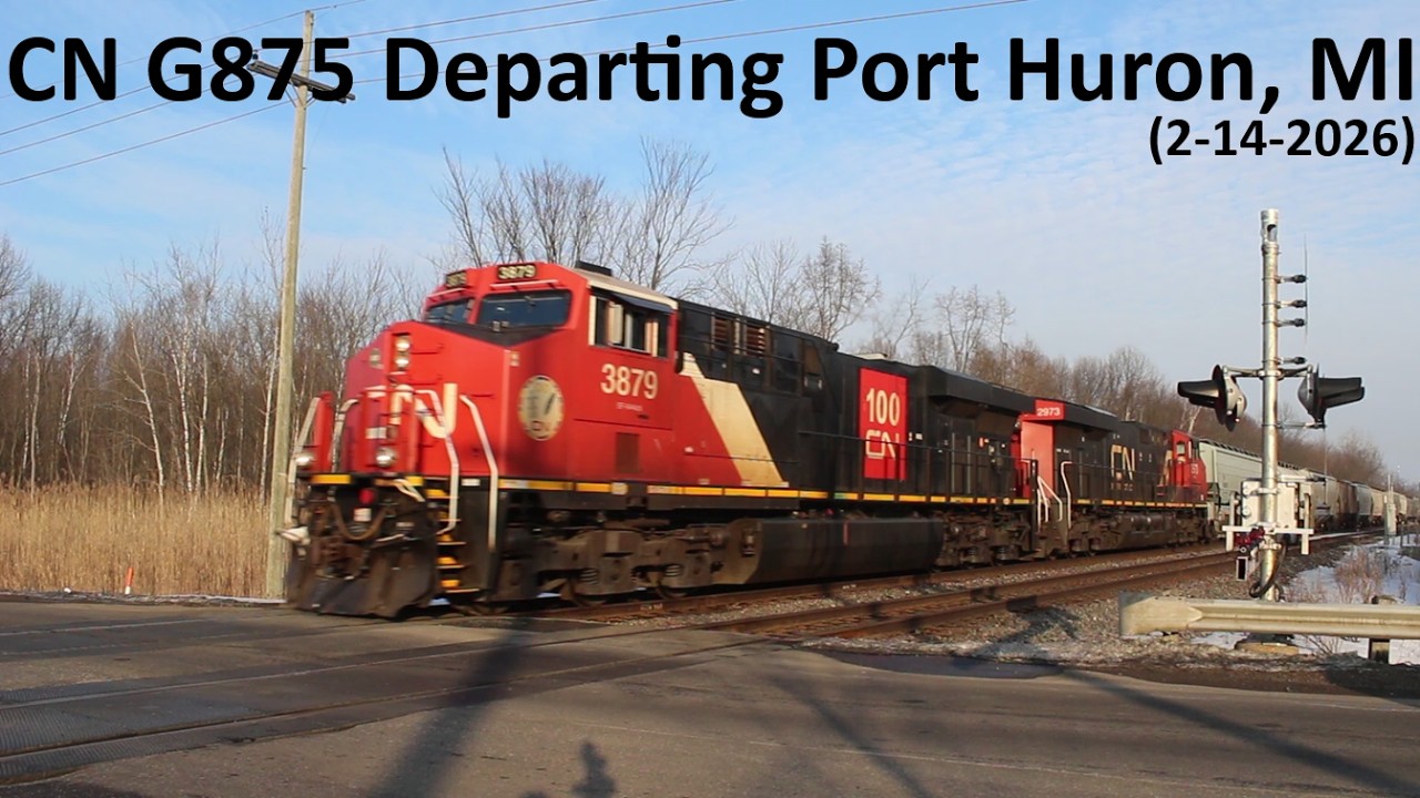 CN G875 Departing Port Huron, MI (2-14-2026)
