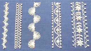 Hand Embroidery, easy borderline embroidery tutorial, bead embroidery,हाथ की कढ़ाई,হাতের কাজ