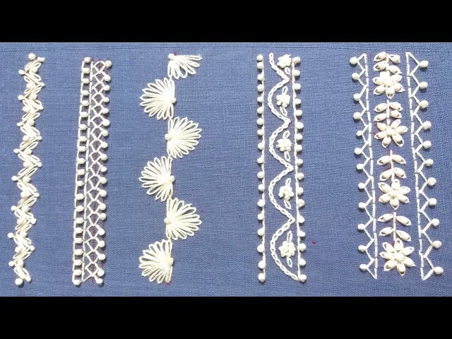 Hand Embroidery,easy borderline embroidery tutorial,bead embroidery,हाथ की कढ़ाई,হাতের কাজ