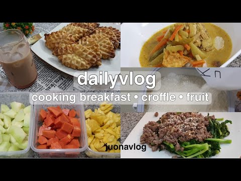 sub)#DAILYVLOG - Cooking breakfast & croffle || Kegiatan IRT (masak menu simple, snack, refill stok)
