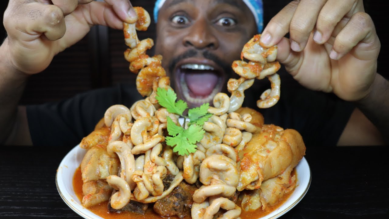 Mukbang Asmr Pork Belly,Tongue,Ribs,Porkfeet,Chittlins Pepper Soup and Oatmeal Fufu.Fans❤️OSHIOO!