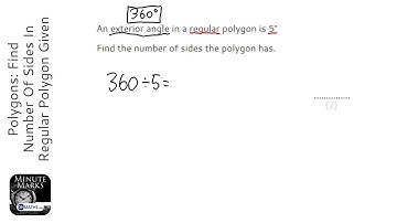 Polygons: Find Number Of Sides In Regular Polygon Given Exterior Angle (Grade 4) - GCSE Maths