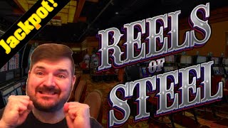 $50 BET JACKPOT HAND PAY ON REELS OF STEEL SLOT MACHINE!