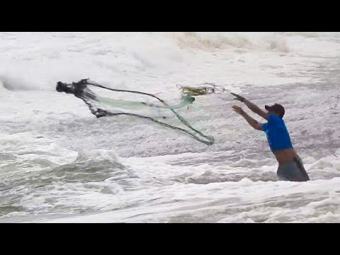 This Fisherman is a Fishing MACHINE! Watch the Surprise He Catches from the Rough Sea!