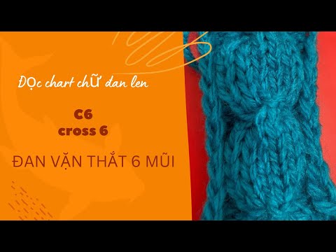 Đọc chart chữ đan len : c6 ( cross 6)- đan vặn thắt 6 mũi  #howto  #knitting