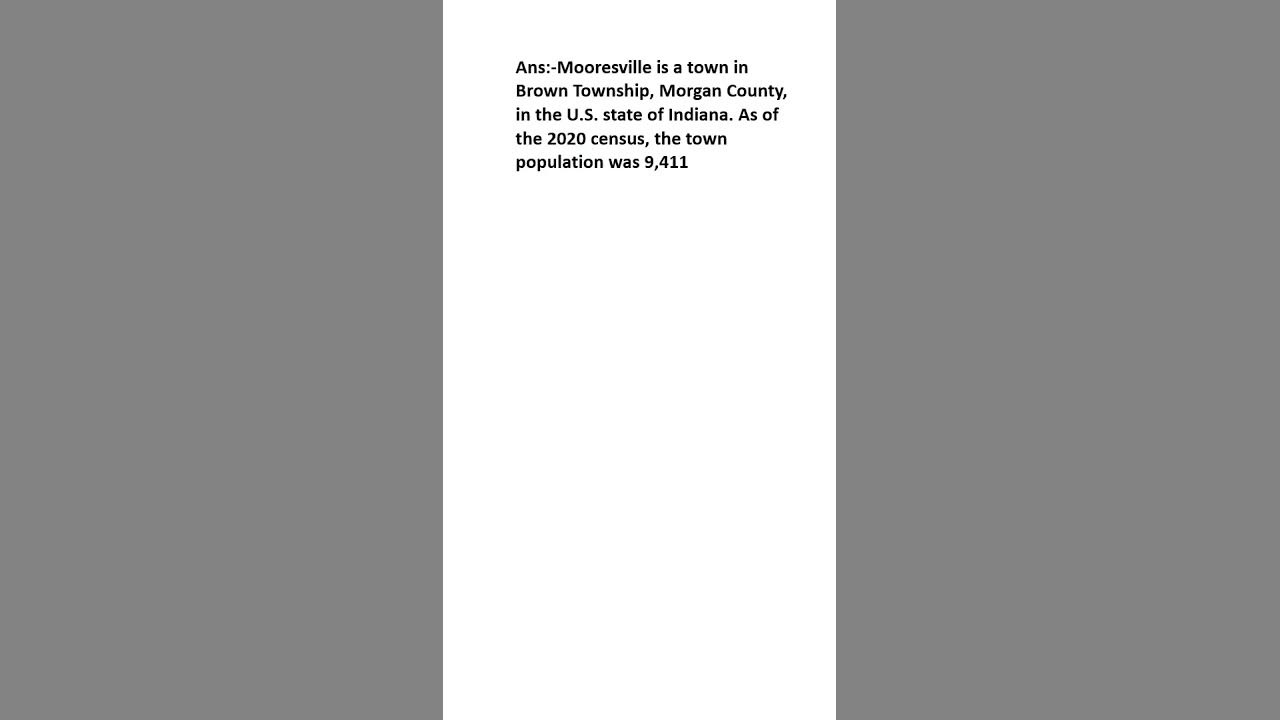 What is mooresville indiana youtube