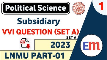Political Science Subsidiary||LNMU||Target 2023||#lnmu#part1#ba#vviquestion#trending#engmithila#edit