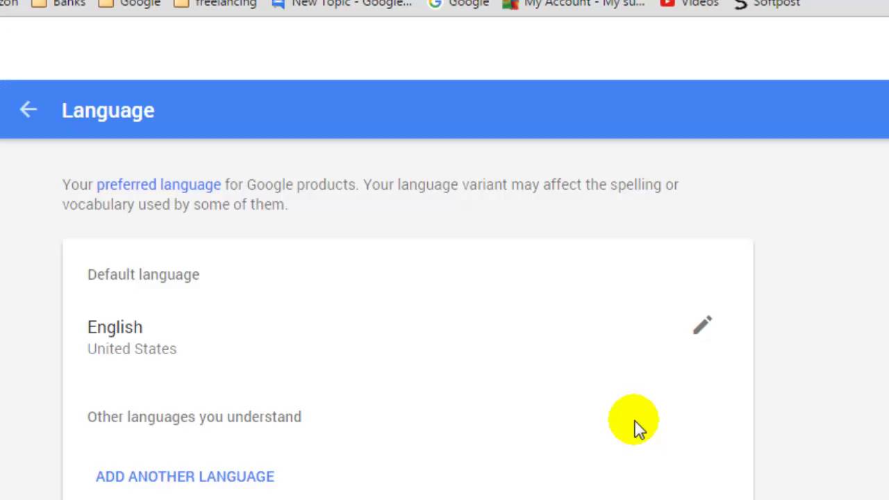 change default language to english in google web