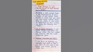 Essay On Five Things I Will Do To Built A Self Reliant India | Essay Writing #shorts #essaywriting
