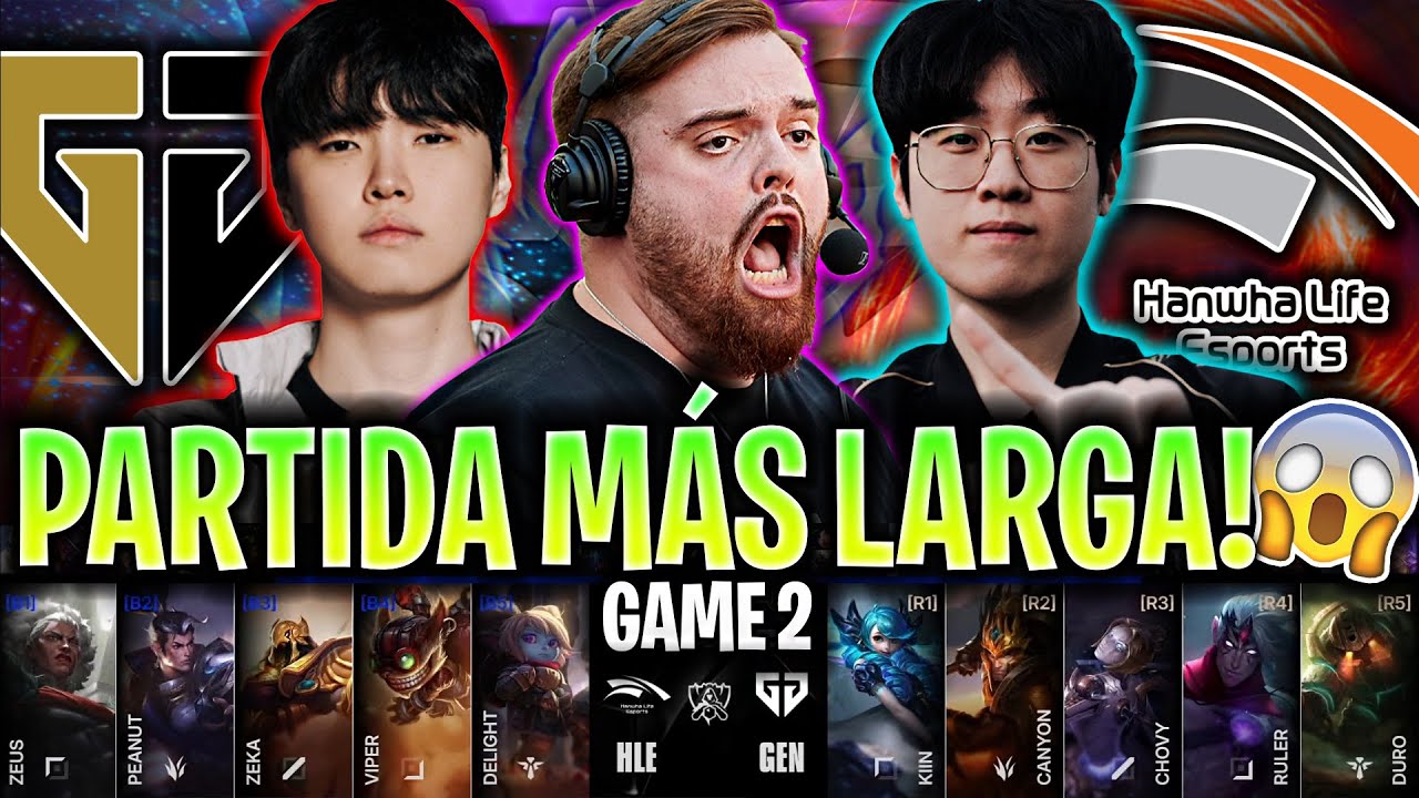 IBAI CASTEA LA PARTIDA MÁS LARGA DEL MUNDIAL! 😱+1HORA?🔥 | GEN vs HLE Game 2 WORLDS 2025 CUARTOS IBAI